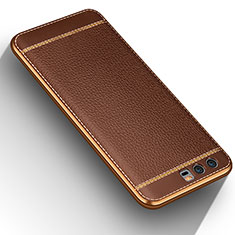 Soft Silicone Gel Leather Snap On Case for Huawei Honor 9 Premium Brown