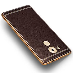 Soft Silicone Gel Leather Snap On Case for Huawei Mate 8 Brown