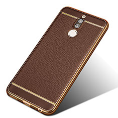 Soft Silicone Gel Leather Snap On Case for Huawei Nova 2i Brown