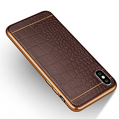 Soft Silicone Gel Leather Snap On Case L03 for Apple iPhone Xs Brown