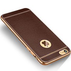 Soft Silicone Gel Leather Snap On Case W01 for Apple iPhone 6 Plus Brown