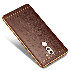 Soft Silicone Gel Leather Snap On Case W01 for Huawei Honor 6X Brown
