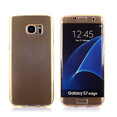 Soft Transparent Flip Case Cover for Samsung Galaxy S7 Edge G935F Gold