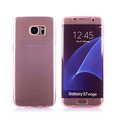 Soft Transparent Flip Case Cover for Samsung Galaxy S7 Edge G935F Pink