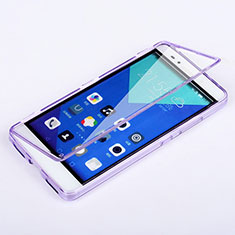 Soft Transparent Flip Case for Huawei Honor 7 Dual SIM Purple