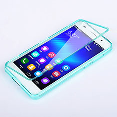 Soft Transparent Flip Cover for Huawei Honor 6 Sky Blue