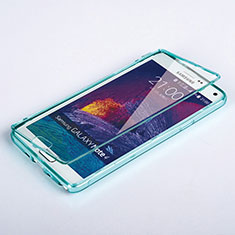 Soft Transparent Flip Cover for Samsung Galaxy Note 4 Duos N9100 Dual SIM Sky Blue