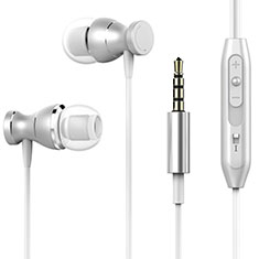 Sports Stereo Earphone Headset In-Ear H34 for Sharp Aquos R6 Silver
