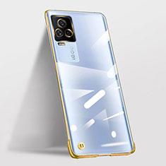 Transparent Crystal Frameless Hard Case Back Cover for Vivo iQOO 7 5G Gold