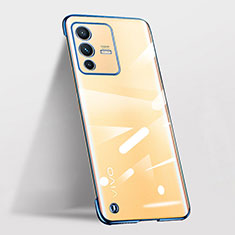 Transparent Crystal Frameless Hard Case Back Cover for Vivo V23 Pro 5G Blue