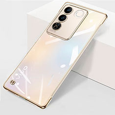 Transparent Crystal Frameless Hard Case Back Cover for Vivo V27e 5G Gold