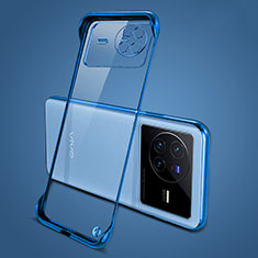 Transparent Crystal Frameless Hard Case Back Cover H01 for Vivo X80 5G Blue