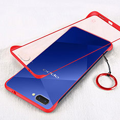 Transparent Crystal Hard Case Back Cover H01 for Oppo A5 Red