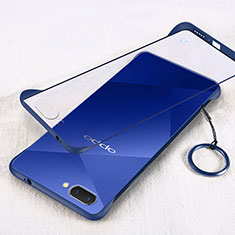 Transparent Crystal Hard Case Back Cover H01 for Oppo AX5 Blue