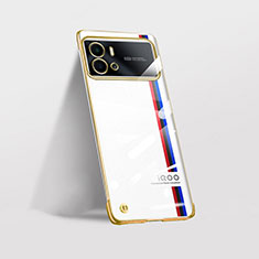 Transparent Crystal Hard Case Back Cover H01 for Vivo iQOO 9 Pro 5G Gold