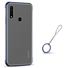 Transparent Crystal Hard Case Back Cover H02 for Oppo A8 Blue