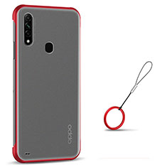 Transparent Crystal Hard Case Back Cover H02 for Oppo A8 Red