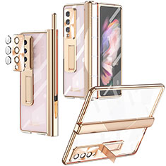 Transparent Crystal Hard Case Back Cover H05 for Samsung Galaxy Z Fold3 5G Gold