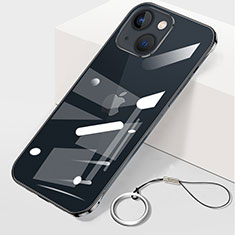 Transparent Crystal Hard Case Back Cover H09 for Apple iPhone 15 Black