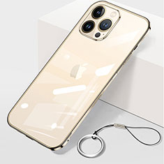 Transparent Crystal Hard Case Back Cover H09 for Apple iPhone 15 Pro Gold