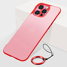 Transparent Crystal Hard Case Back Cover H10 for Apple iPhone 15 Pro Max Red