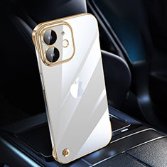 Transparent Crystal Hard Case Back Cover QC1 for Apple iPhone 12 Gold