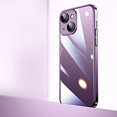 Transparent Crystal Hard Case Back Cover QC2 for Apple iPhone 14 Purple