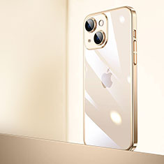 Transparent Crystal Hard Case Back Cover QC2 for Apple iPhone 15 Plus Gold