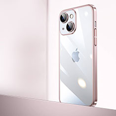 Transparent Crystal Hard Case Back Cover QC2 for Apple iPhone 15 Rose Gold