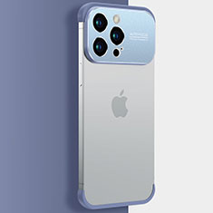 Transparent Crystal Hard Case Back Cover QC3 for Apple iPhone 15 Pro Max Blue