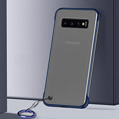 Transparent Crystal Hard Case Back Cover S01 for Samsung Galaxy S10 Blue