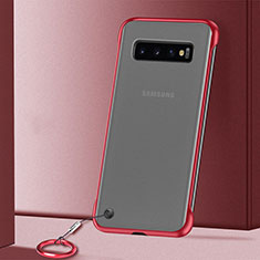 Transparent Crystal Hard Case Back Cover S01 for Samsung Galaxy S10 Red