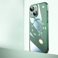 Transparent Crystal Hard Case Back Cover with Mag-Safe Magnetic QC2 for Apple iPhone 14 Green