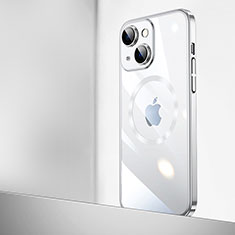 Transparent Crystal Hard Case Back Cover with Mag-Safe Magnetic QC2 for Apple iPhone 14 Plus Silver