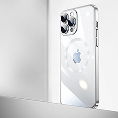 Transparent Crystal Hard Case Back Cover with Mag-Safe Magnetic QC2 for Apple iPhone 15 Pro Max Silver