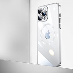 Transparent Crystal Hard Case Back Cover with Mag-Safe Magnetic QC2 for Apple iPhone 15 Pro Silver