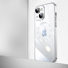 Transparent Crystal Hard Case Back Cover with Mag-Safe Magnetic QC2 for Apple iPhone 15 Silver