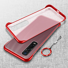 Transparent Crystal Hard Rigid Case Back Cover H01 for Oppo Find X2 Pro Red