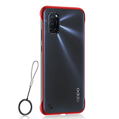 Transparent Crystal Hard Rigid Case Back Cover H02 for Oppo A52 Red