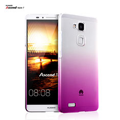 Transparent Gradient Hard Rigid Case for Huawei Mate 7 Hot Pink