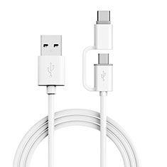 Type-C and Mrico USB Charger USB Data Cable Charging Cord Android Universal T04 for Xiaomi Redmi 11 Prime 4G White