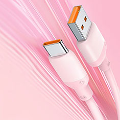 Type-C Charger USB-C Data Cable Charging Cord Android Universal 6A H04 for Apple iPhone 15 Plus Pink