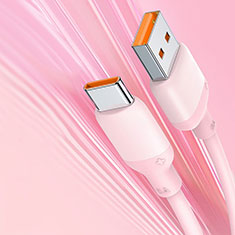 Type-C Charger USB-C Data Cable Charging Cord Android Universal 6A H04 for Handy Zubehoer Selfie Sticks Stangen Pink