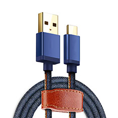 Type-C Charger USB Data Cable Charging Cord Android Universal T10 for Accessoires Telephone Supports De Bureau Blue