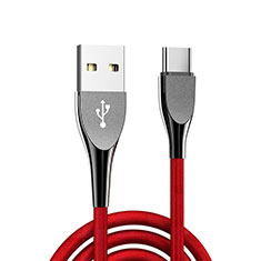 Type-C Charger USB Data Cable Charging Cord Android Universal T21 for Handy Zubehoer Selfie Sticks Stangen Red