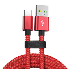 Type-C Charger USB Data Cable Charging Cord Android Universal T24 for Oppo A58 4G Red