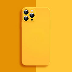 Ultra-thin Silicone Gel Soft Case 360 Degrees Cover S04 for Apple iPhone 15 Pro Max Yellow