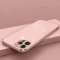 Ultra-thin Silicone Gel Soft Case Cover S04 for Apple iPhone 15 Pro Max Rose Gold