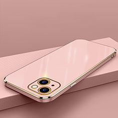 Ultra-thin Silicone Gel Soft Case Cover S04 for Apple iPhone 15 Rose Gold