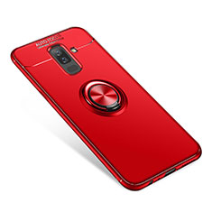Ultra-thin Silicone Gel Soft Case Cover with Finger Ring Stand for Samsung Galaxy A6 Plus Red